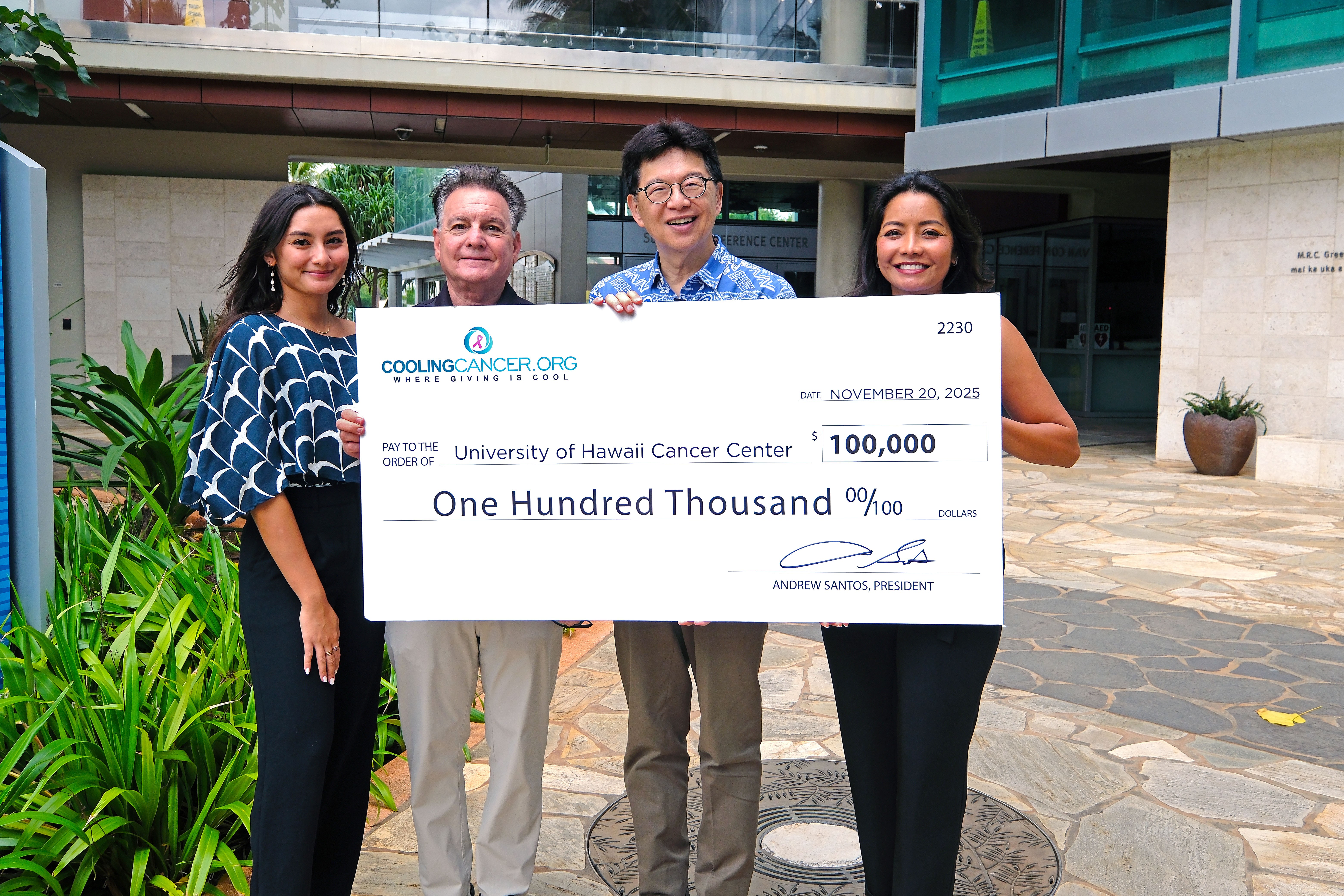 CoolingCancer.org Donates $100,000 to University of Hawai‘i Cancer Center
