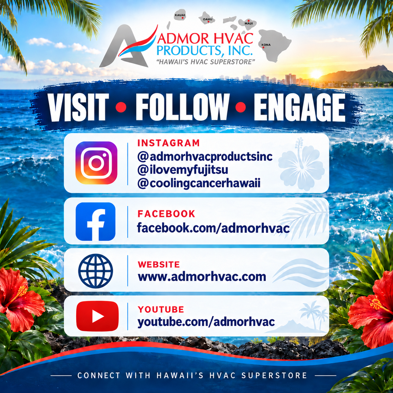 Visit, follow, and engage with Admor HVAC Products on Instagram, Facebook, YouTube, and admorhvac.com