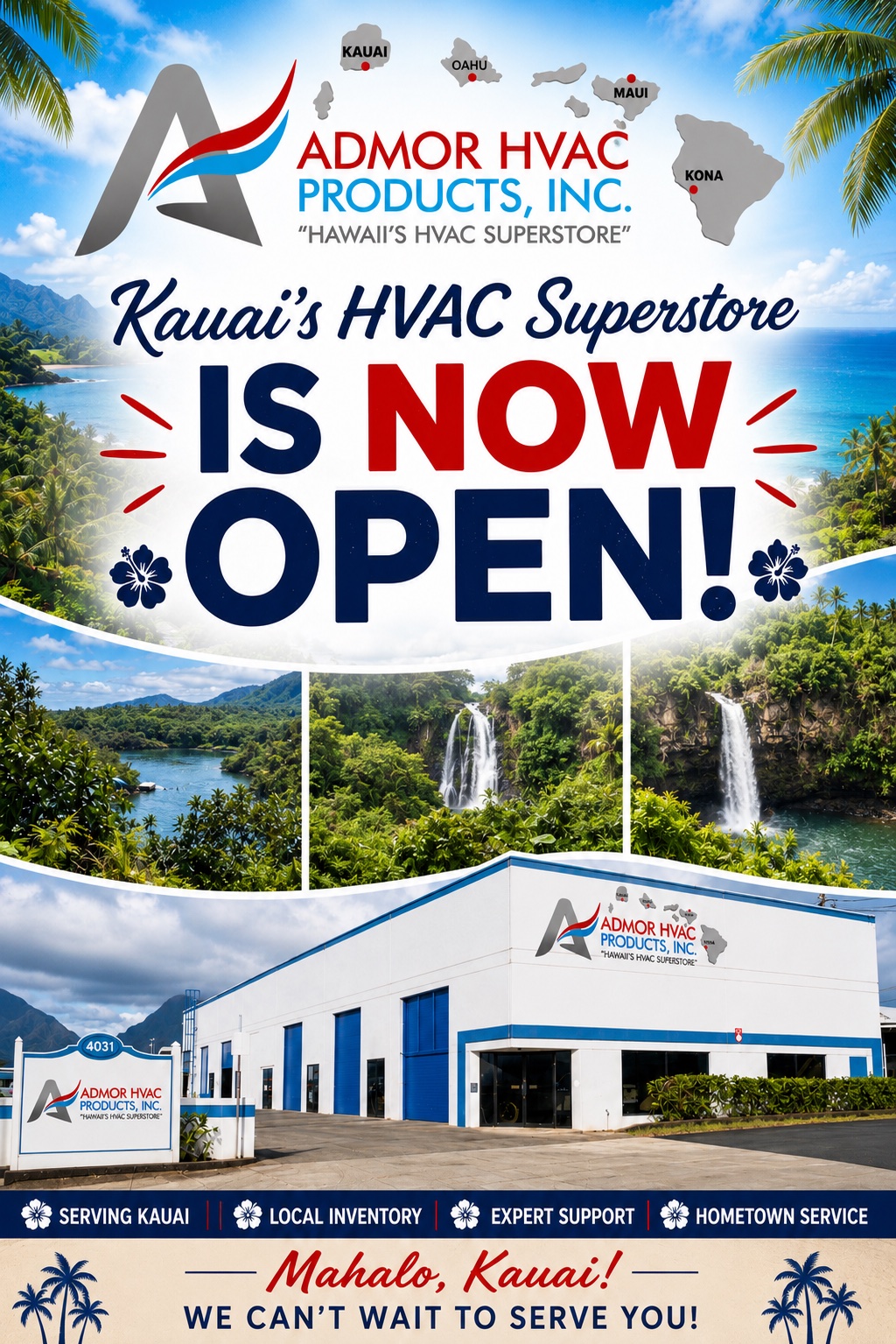 Admor HVAC Kauai's HVAC Superstore is now open at 4031 Halau Street