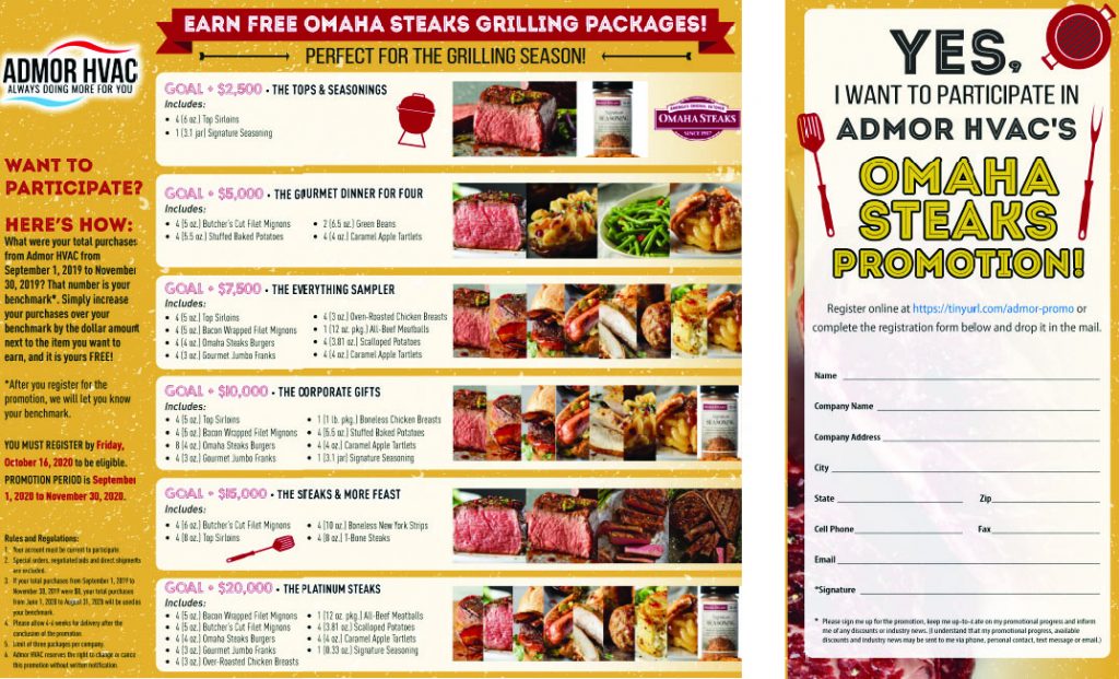 Omaha Steaks Promo Admor HVAC Products Hawaii's HVAC Superstore Supplier